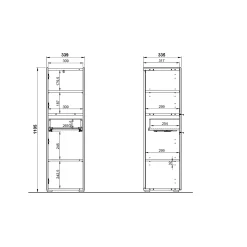 Badkamerkasten^Huisenthuis Kolomkast Sicilia Wit Eiken Wit-Eiken