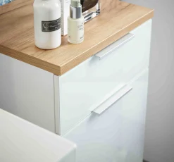 Badkamerkasten^Huisenthuis Lage badkamerkast Palma Eiken Wit 86 cm Eiken-Wit
