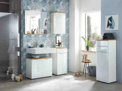 Badkamerkasten^Huisenthuis Lage badkamerkast Palma Eiken Wit 112 cm
