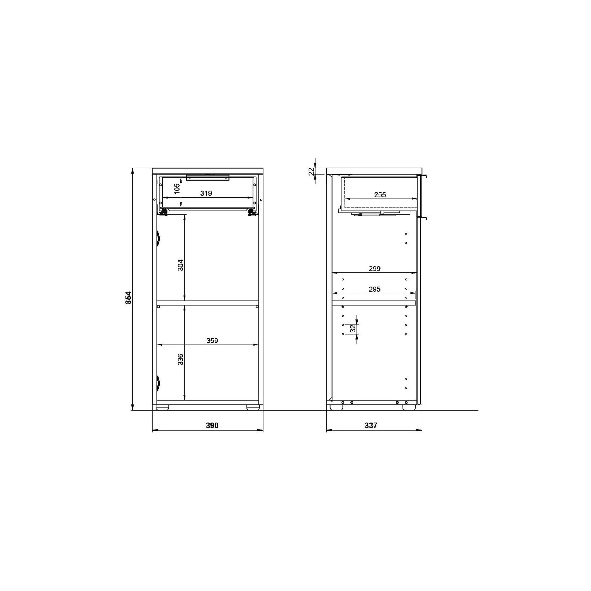 Badkamerkasten^Huisenthuis Lage badkamerkast Palma 86 cm Grafiet Wit