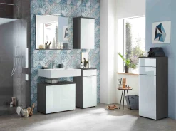 Badkamerkasten^Huisenthuis Lage badkamerkast Palma 86 cm Grafiet Wit