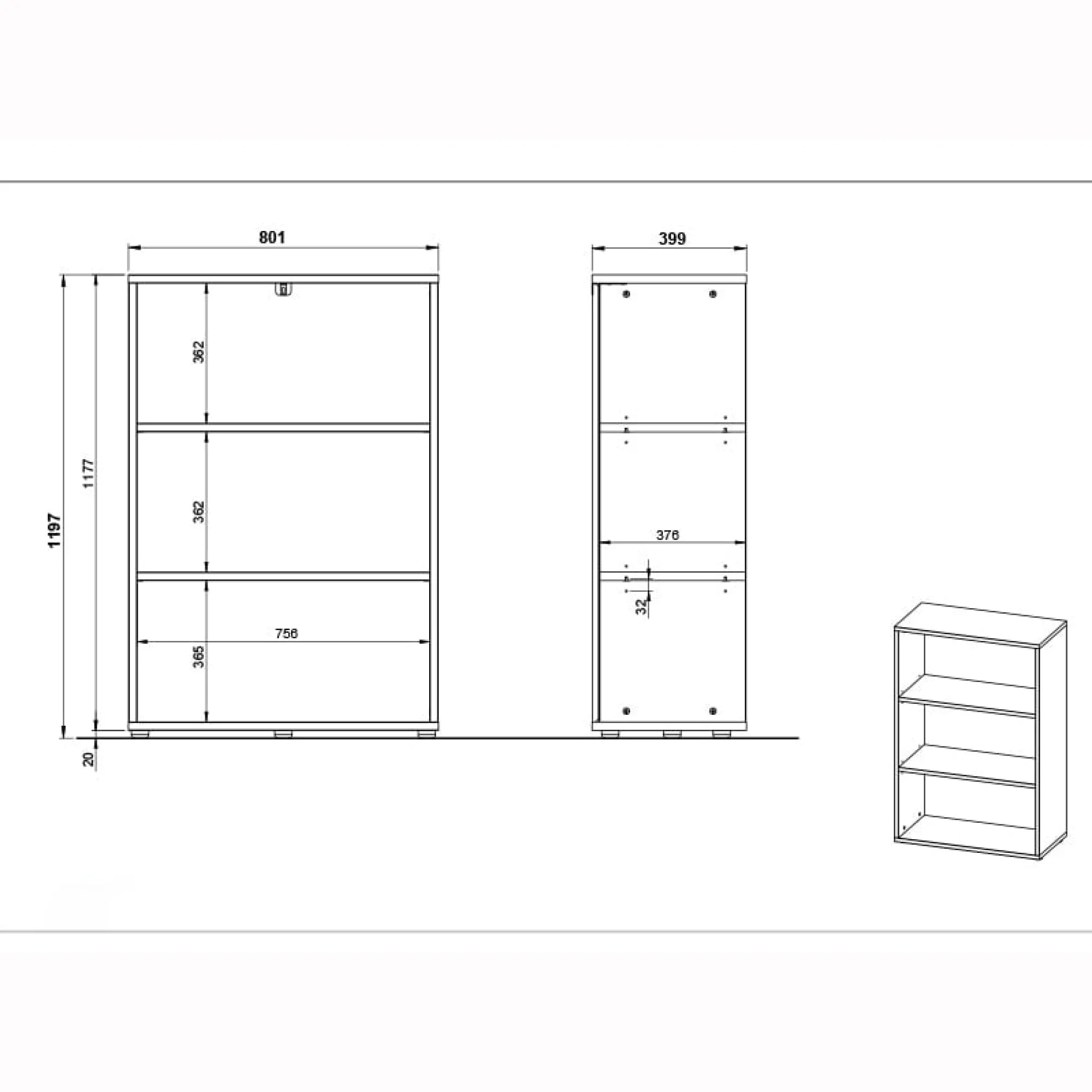 Kantoorkasten^Huisenthuis Lage brede kantoorkast Ergonoma Eiken Antraciet, Eiken