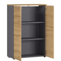 Kantoorkasten^Huisenthuis Lage dichte kantoorkast Ergonoma Eiken Antraciet, Eiken