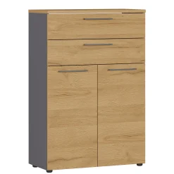 Kantoorkasten^Huisenthuis Lage dichte kantoorkast laden Ergonoma Eiken Antraciet, Eiken