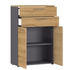 Kantoorkasten^Huisenthuis Lage dichte kantoorkast laden Ergonoma Eiken Antraciet, Eiken
