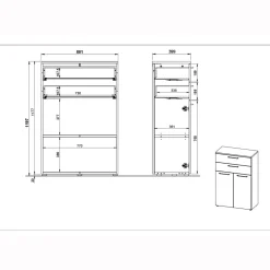 Kantoorkasten^Huisenthuis Lage dichte kantoorkast laden Ergonoma Eiken Antraciet, Eiken