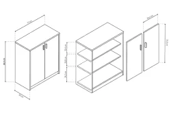 Kantoorkasten^Huisenthuis Lage dichte kast Edwin Sonoma 72x36x84 cm – 1