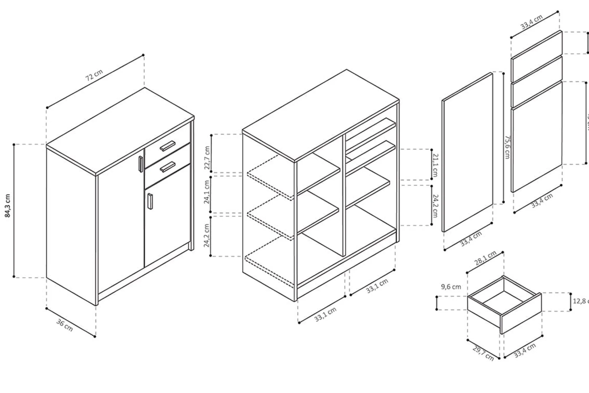 Kantoorkasten^Huisenthuis Lage dichte kast Edwin Sonoma 72x36x84 cm – 2