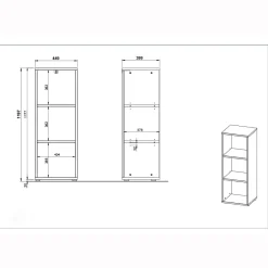 Kantoorkasten^Huisenthuis Lage smalle kantoorkast Ergonoma Eiken Antraciet, Eiken