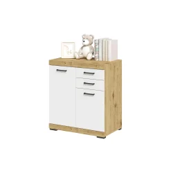 Opbergkasten^Huisenthuis Opbergkast Hermes 80x50x90 cm – 2 Artisan Eiken Wit