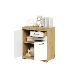 Opbergkasten^Huisenthuis Opbergkast Hermes 80x50x90 cm – 2 Artisan Eiken Wit