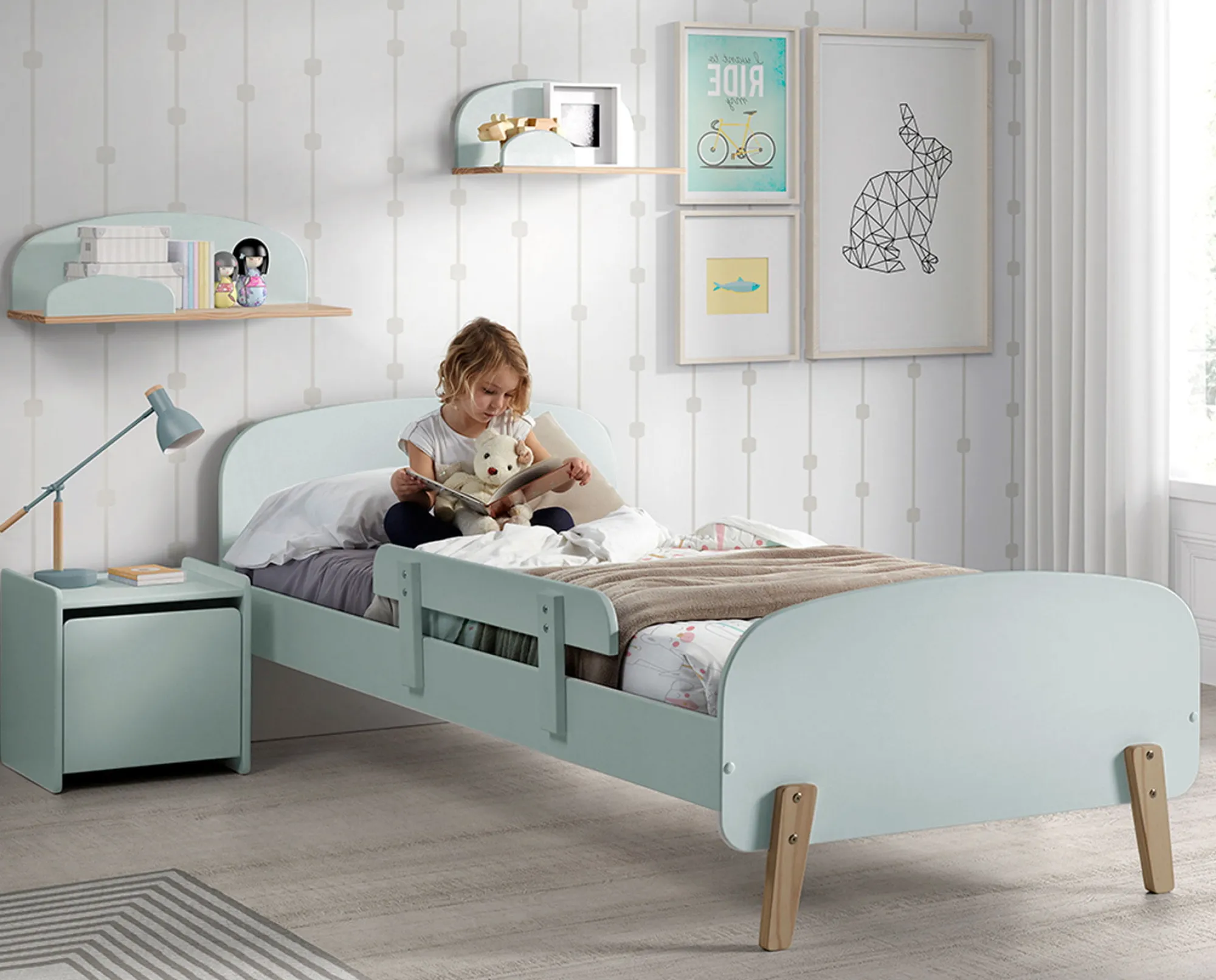 Kinderbedden^Huisenthuis 1-Persoonsbed Jill-MG Mintgroen