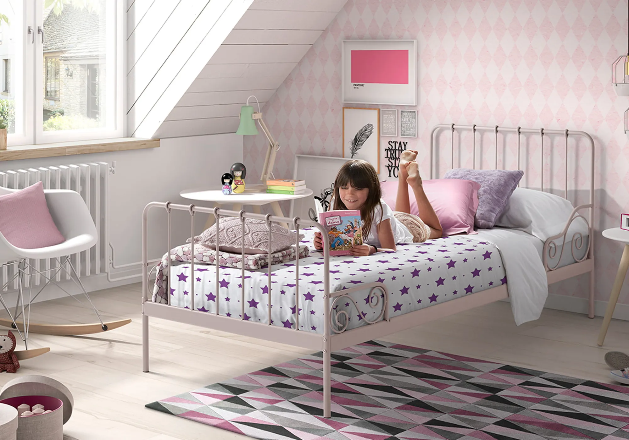 Kinderbedden^Huisenthuis 1-Persoonsbed Mees Roze