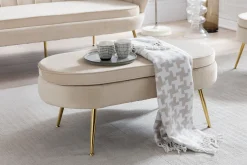 Poefen^Huisenthuis Poef Chanelle Velvet 99 cm Beige