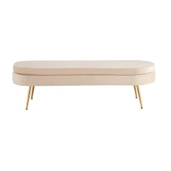 Poefen^Huisenthuis Poef Chanelle Velvet 142 cm Beige