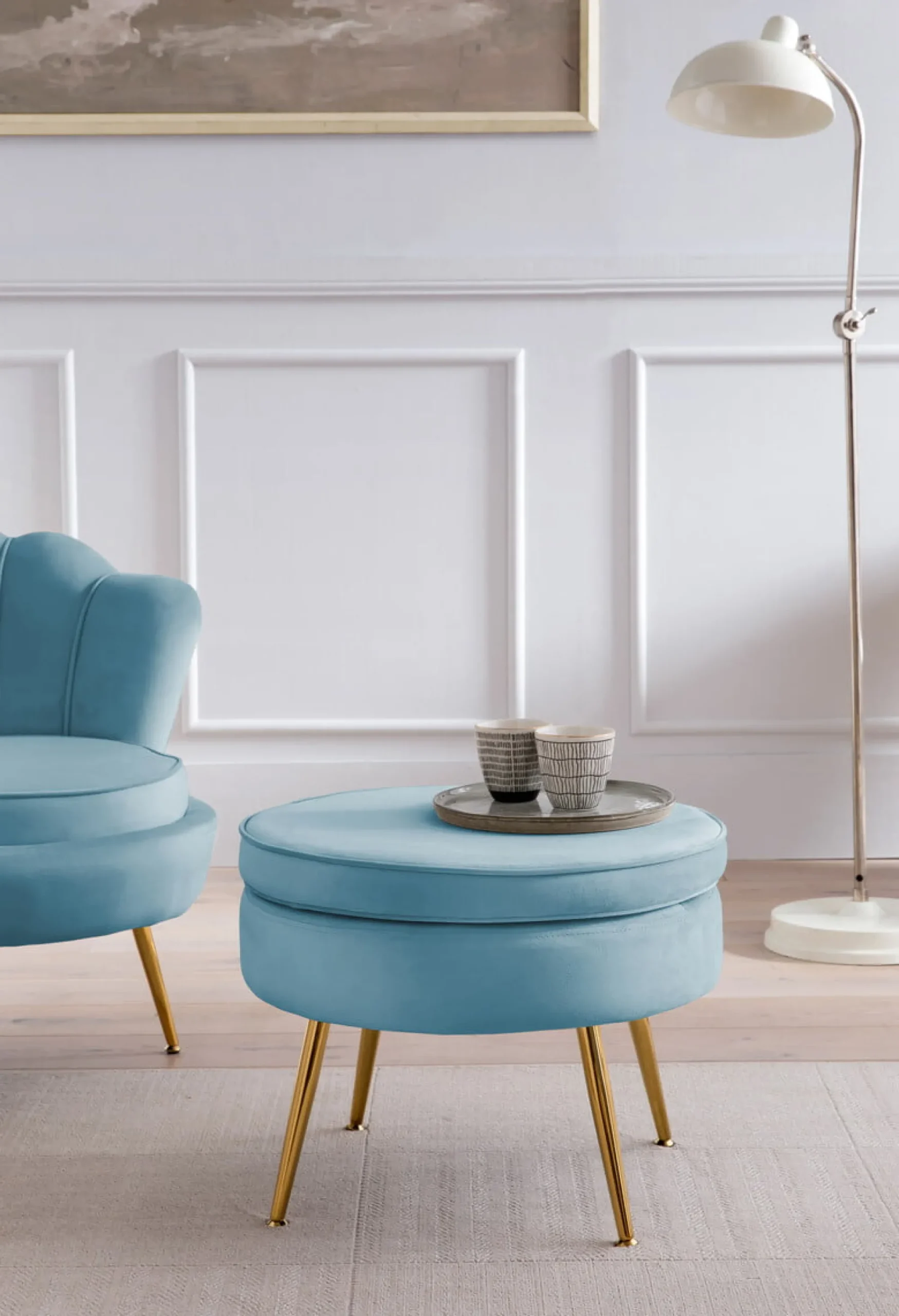 Poefen^Huisenthuis Poef Chanelle Velvet 52 cm Blauw