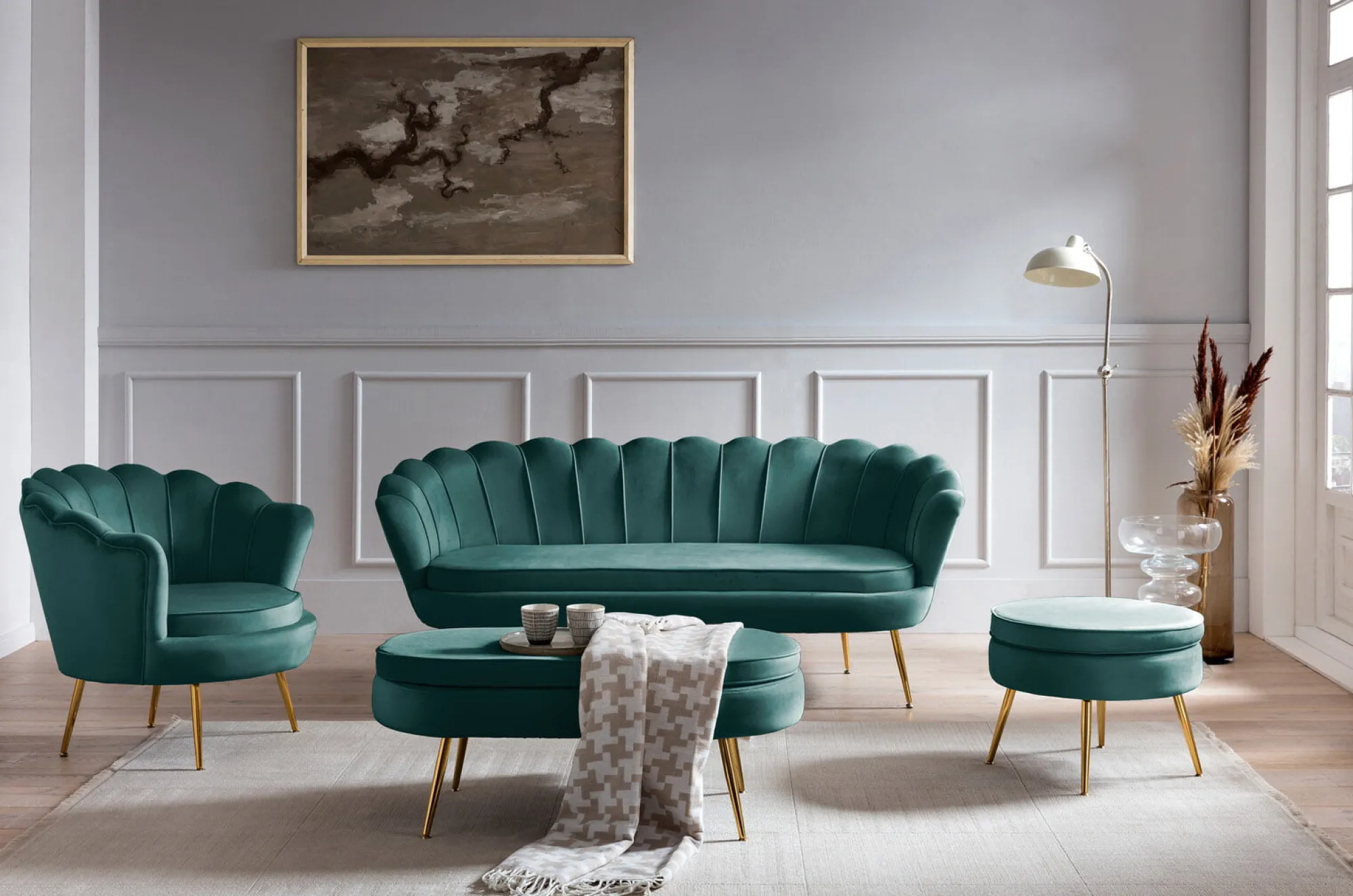 Poefen^Huisenthuis Poef Chanelle Velvet 142 cm Groen