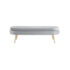 Poefen^Huisenthuis Poef Chanelle Velvet 142 cm Lichtgrijs