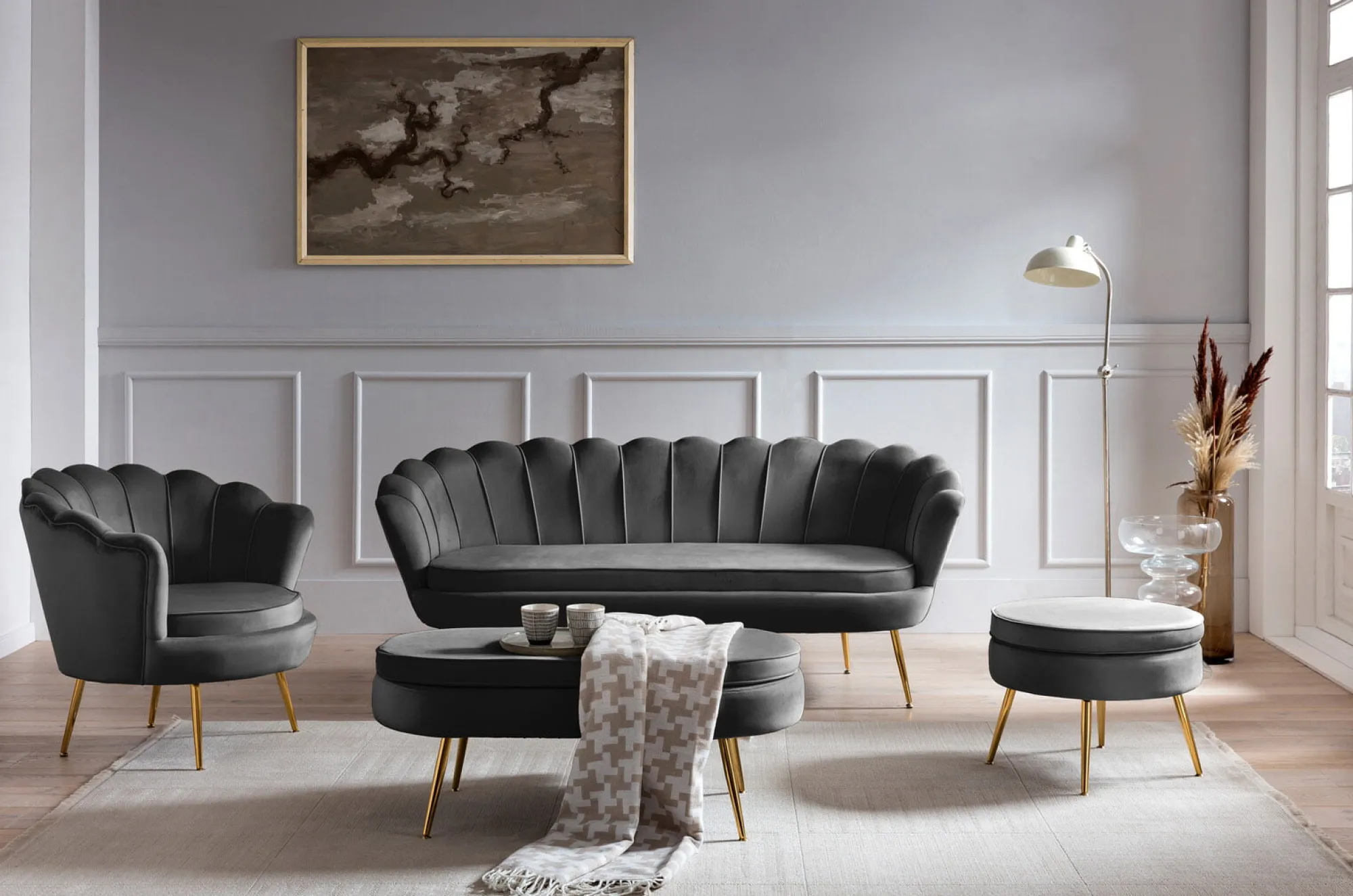 Poefen^Huisenthuis Poef Chanelle Velvet 142 cm Zwart