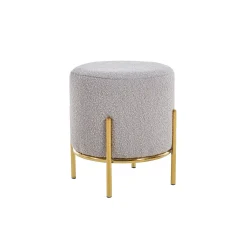 Poefen^Huisenthuis Poef Mia -Goud Bouclé Taupe