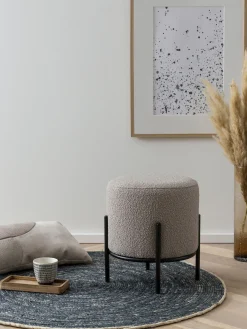 Poefen^Huisenthuis Poef Mia -Zwart Bouclé Taupe