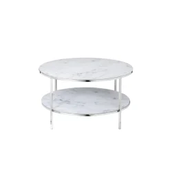 Salontafels^Huisenthuis Salontafel Emine Wit-Chroom Wit/Chroom