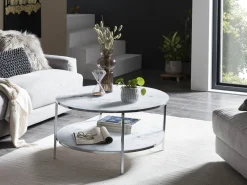 Salontafels^Huisenthuis Salontafel Emine Wit-Chroom Wit/Chroom