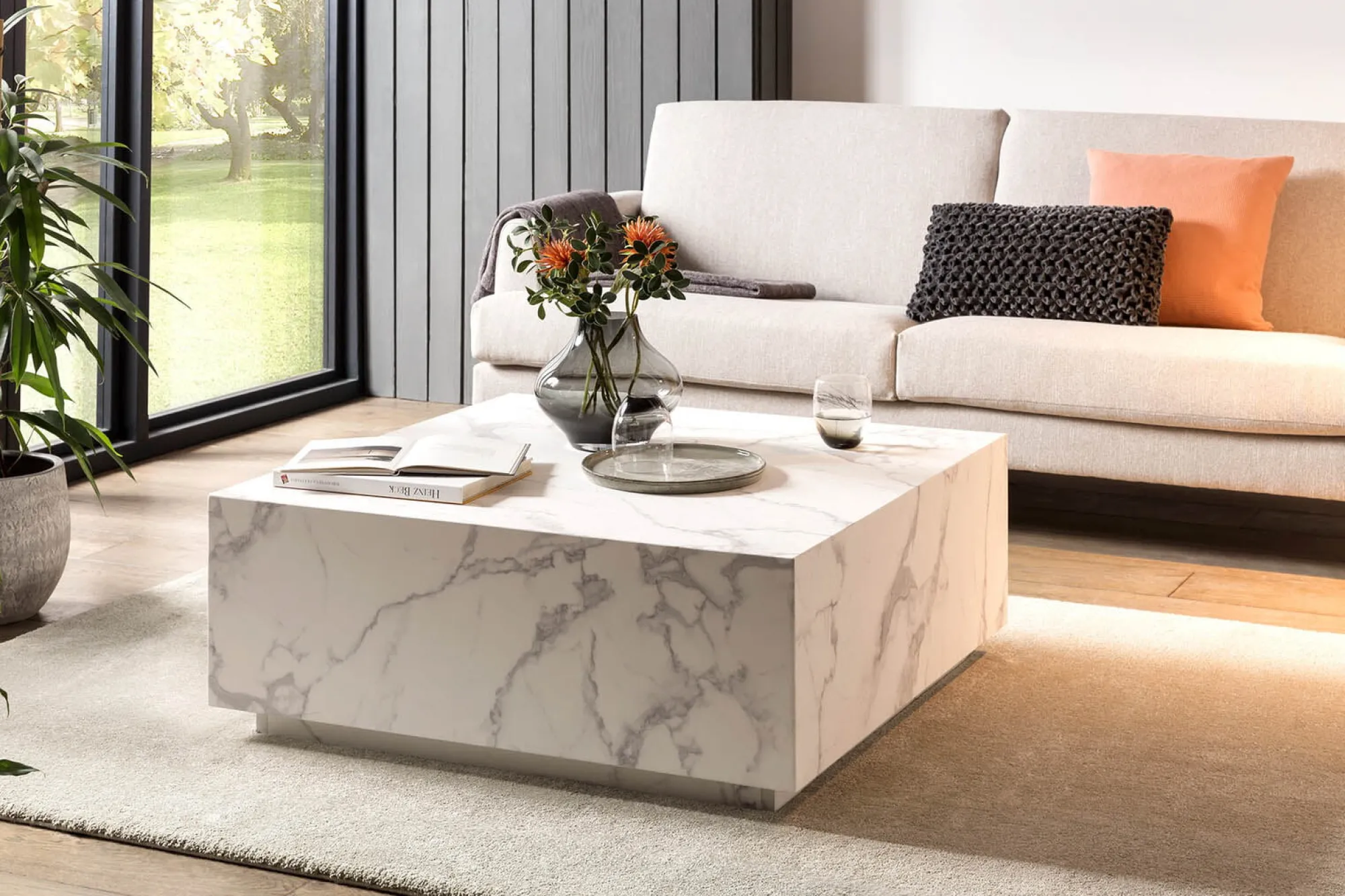 Salontafels^Huisenthuis Salontafel Esma 90x90x35cm Wit