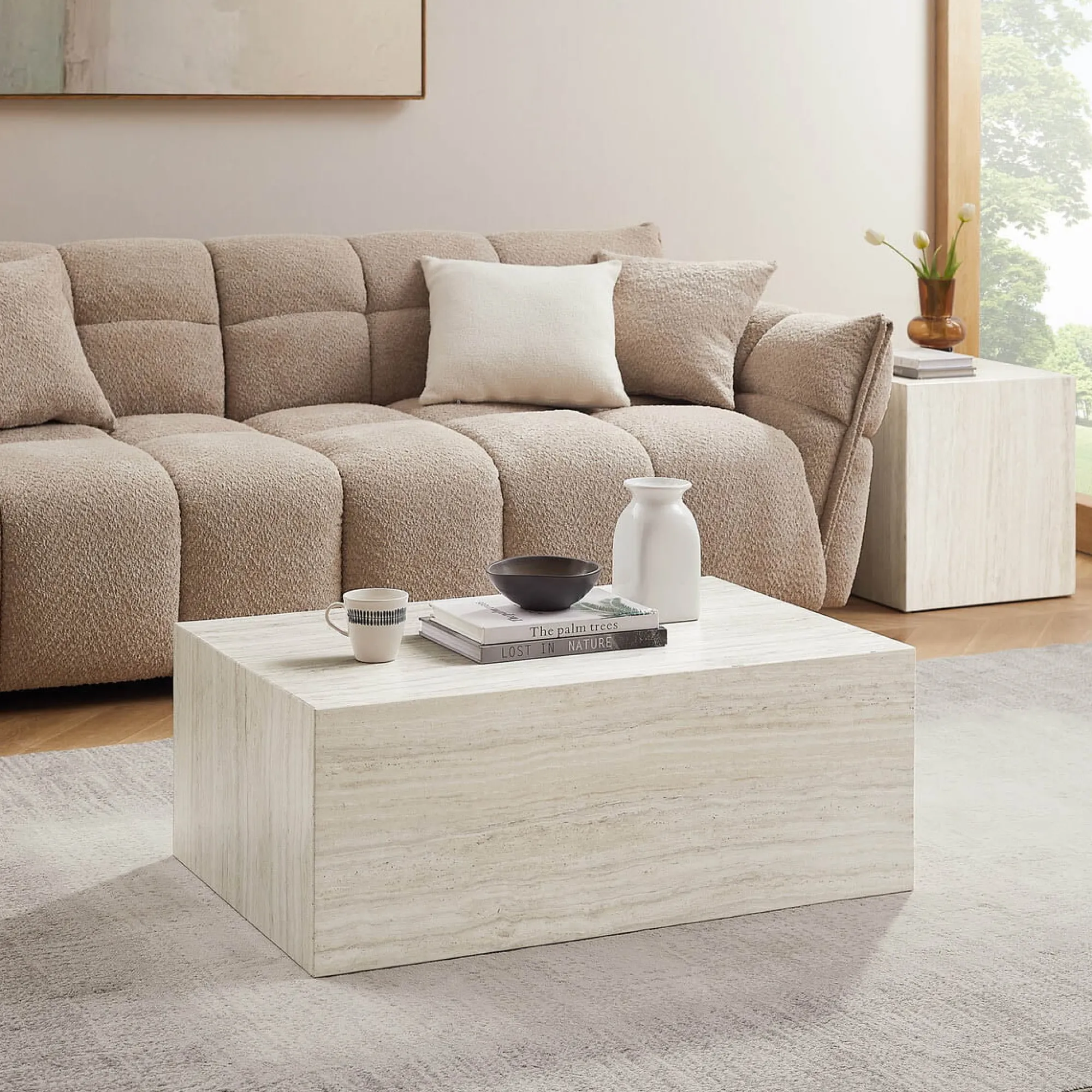 Salontafels^Huisenthuis Salontafel Jip Travertine 90x60cm Beige