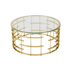 Salontafels^Huisenthuis Salontafel Kenzi – Helder Glas Goud