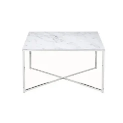Salontafels^Huisenthuis Salontafel Nuray Wit-Chroom Wit/Chroom