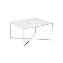 Salontafels^Huisenthuis Salontafel Nuray Wit-Chroom Wit/Chroom