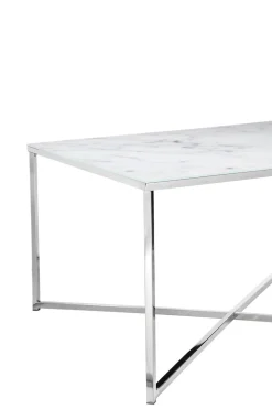 Salontafels^Huisenthuis Salontafel Nuray Wit-Chroom Wit/Chroom