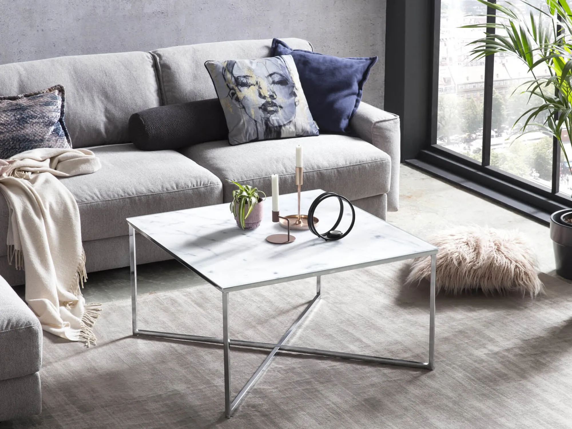 Salontafels^Huisenthuis Salontafel Nuray Wit-Chroom Wit/Chroom