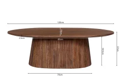 Salontafels^Huisenthuis Salontafel River Ovaal 120 cm Lichtbruin
