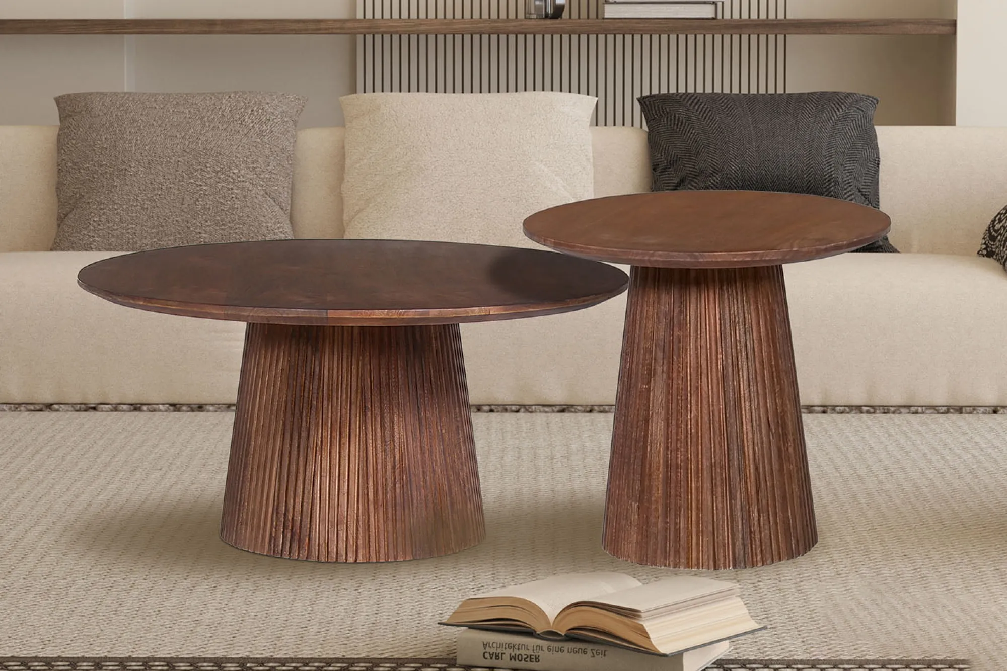 Salontafels^Huisenthuis Salontafel River Rond 50 cm Lichtbruin