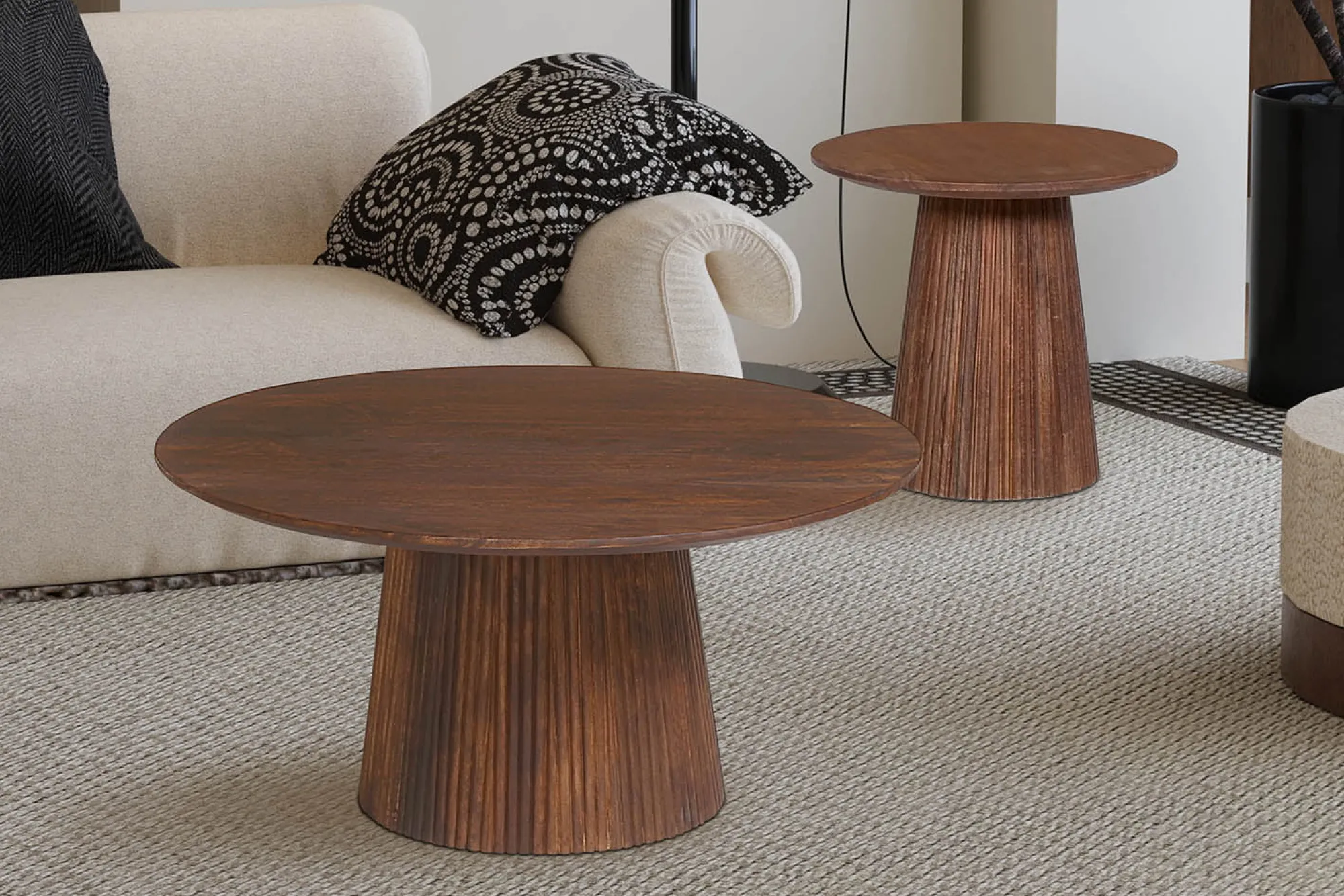 Salontafels^Huisenthuis Salontafel River Rond 50 cm Lichtbruin