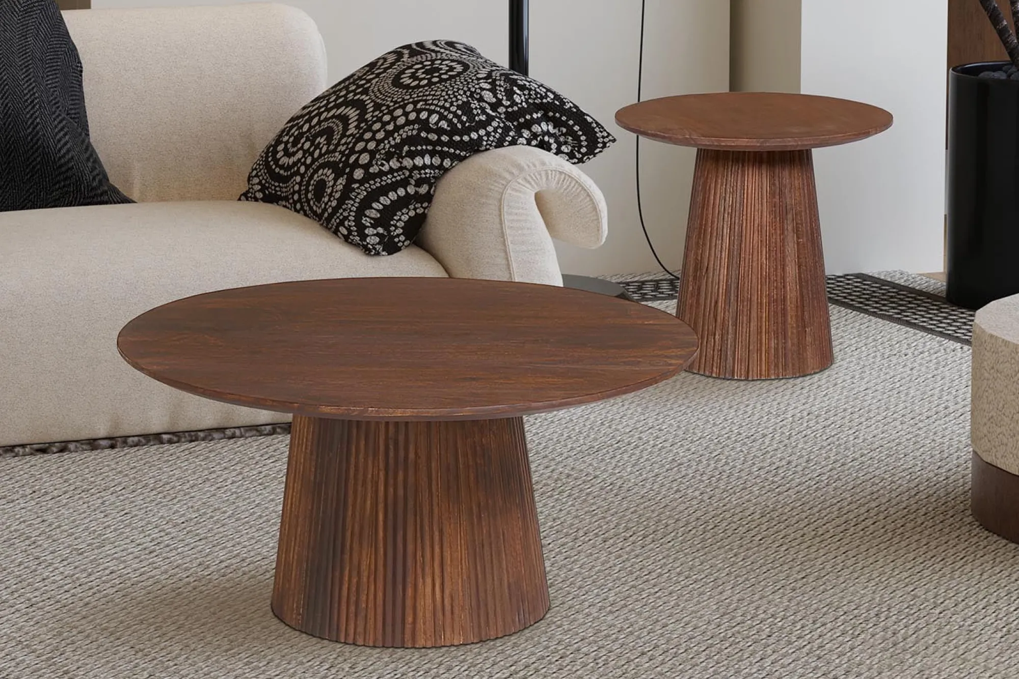 Salontafels^Huisenthuis Salontafel River Rond 80 cm Lichtbruin