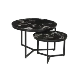 Salontafels^Huisenthuis Salontafel set Meyra Zwart Marmer