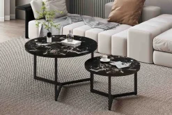 Salontafels^Huisenthuis Salontafel set Meyra Zwart Marmer