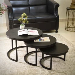 Salontafels^Huisenthuis Salontafel set Nolan 3 Zwart
