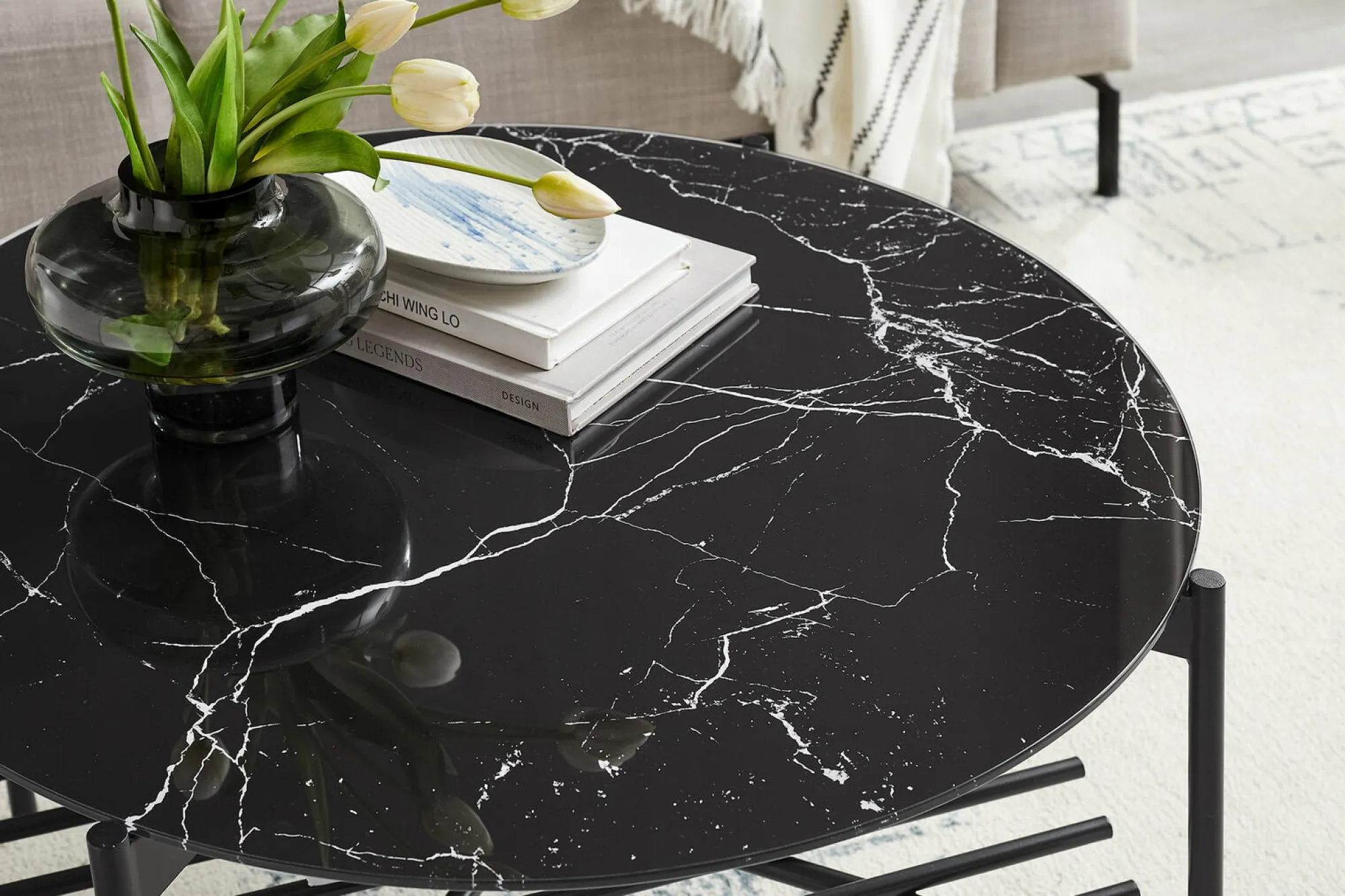 Salontafels^Huisenthuis Salontafel Wolga Zwart 84 cm