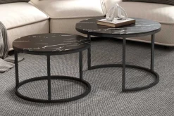 Salontafels^Huisenthuis Salontafelset Fréderique Marmer Zwart
