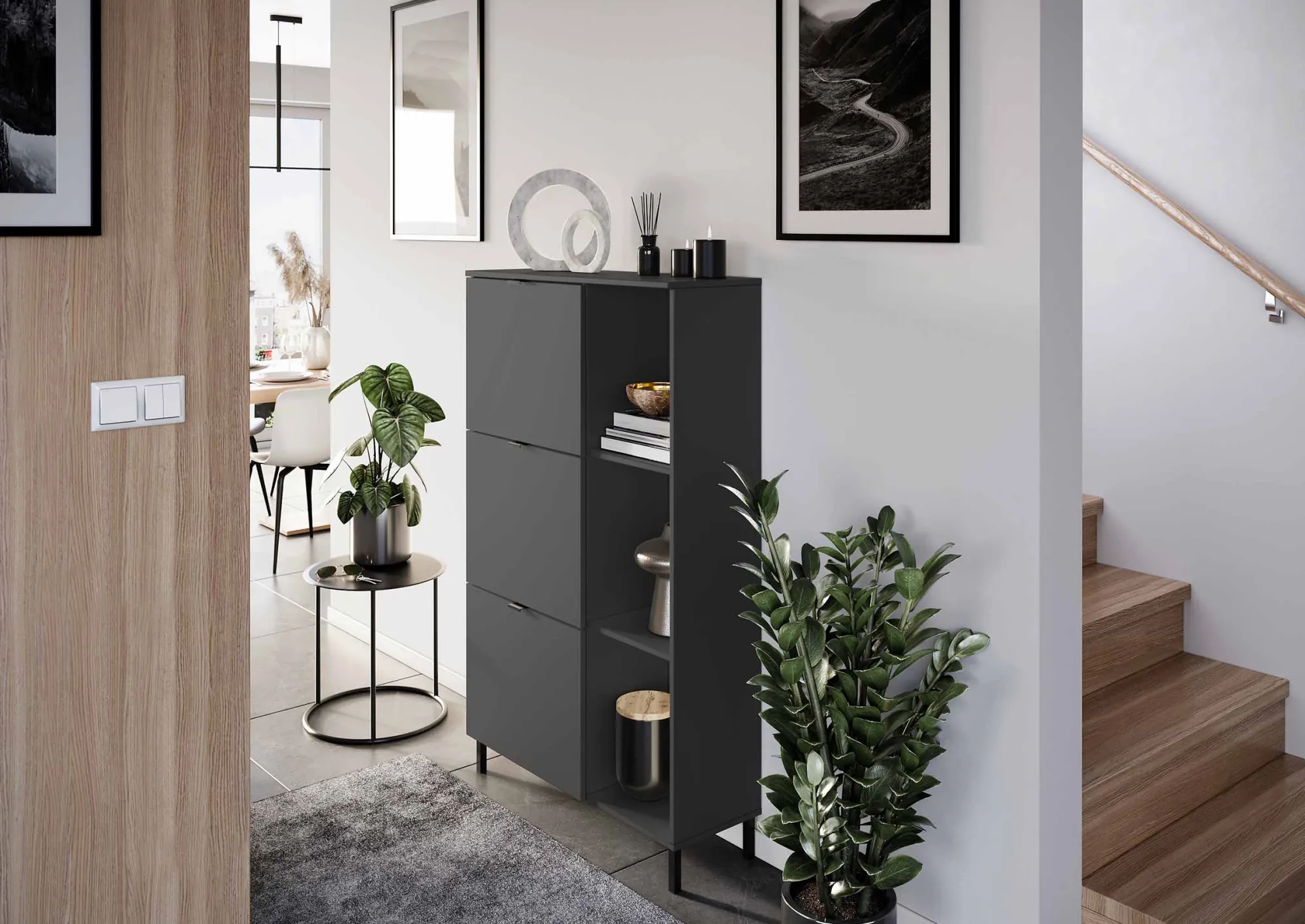 Schoenenkasten^Huisenthuis Schoenenkast Archie Grafiet 85 cm