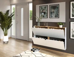 Schoenenkasten^Huisenthuis Schoenenkast Eleonore 140 cm Wit