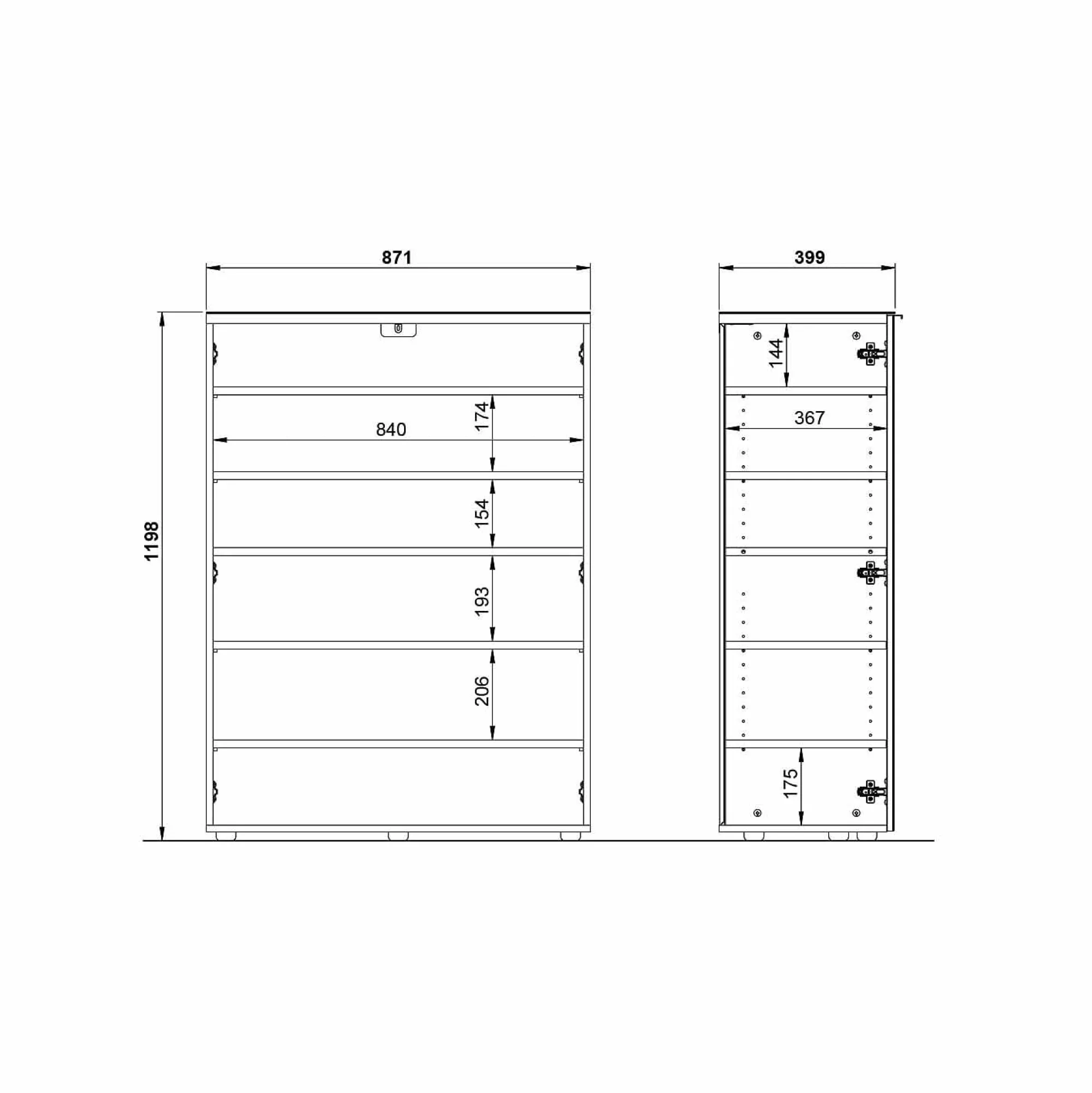 Schoenenkasten^Huisenthuis Schoenenkast Mercurius Grafiet Grijs