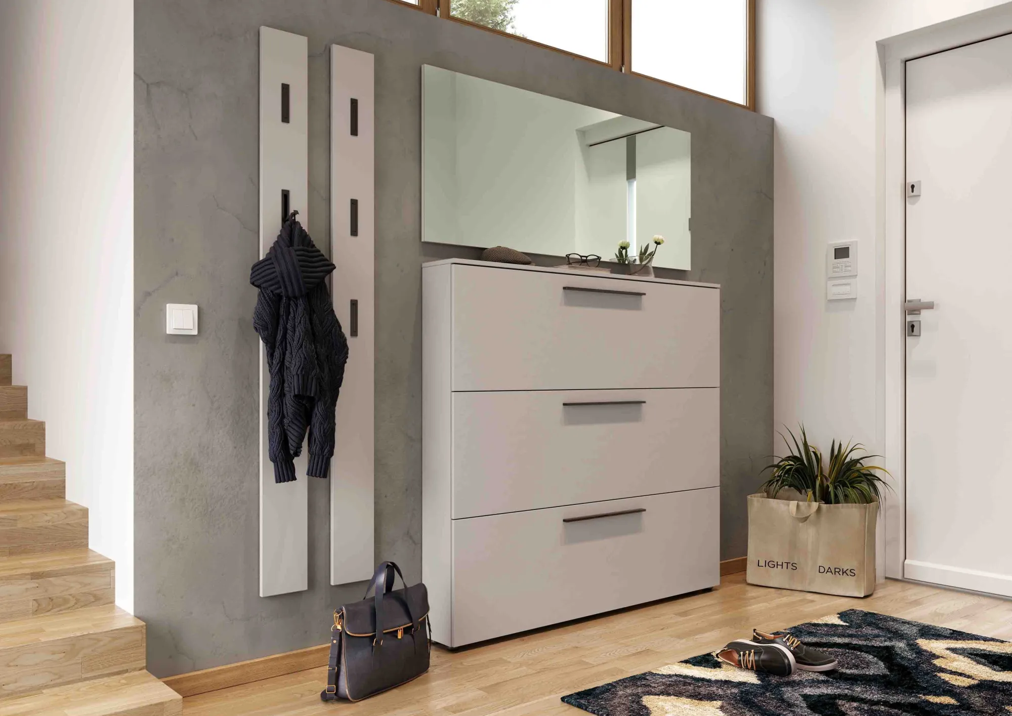 Schoenenkasten^Huisenthuis Schoenenkast Nicole 140×131 cm Lichtgrijs