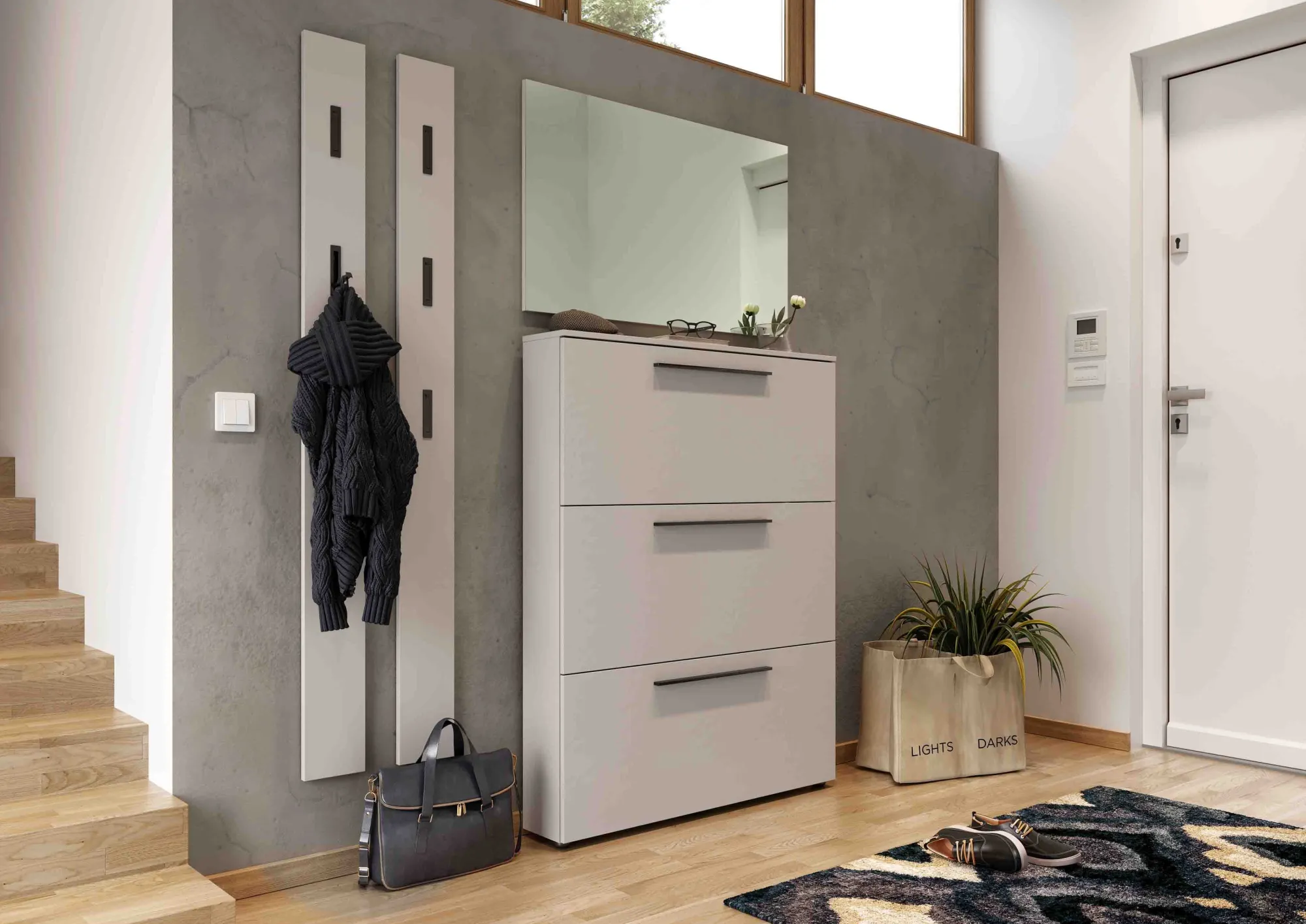 Schoenenkasten^Huisenthuis Schoenenkast Nicole 100×131 cm Lichtgrijs
