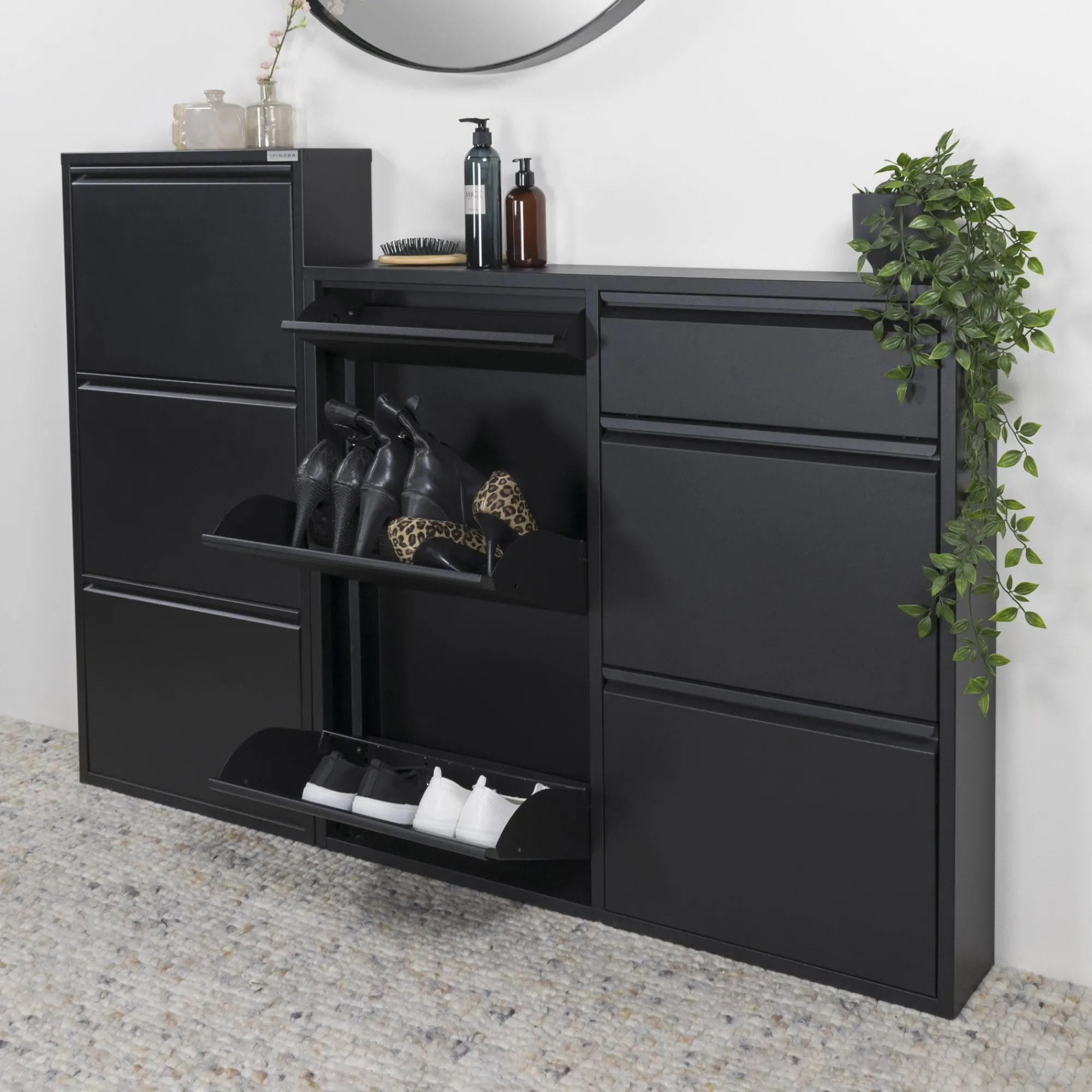 Schoenenkasten^Huisenthuis Schoenenkast Oscar-6 Zwart