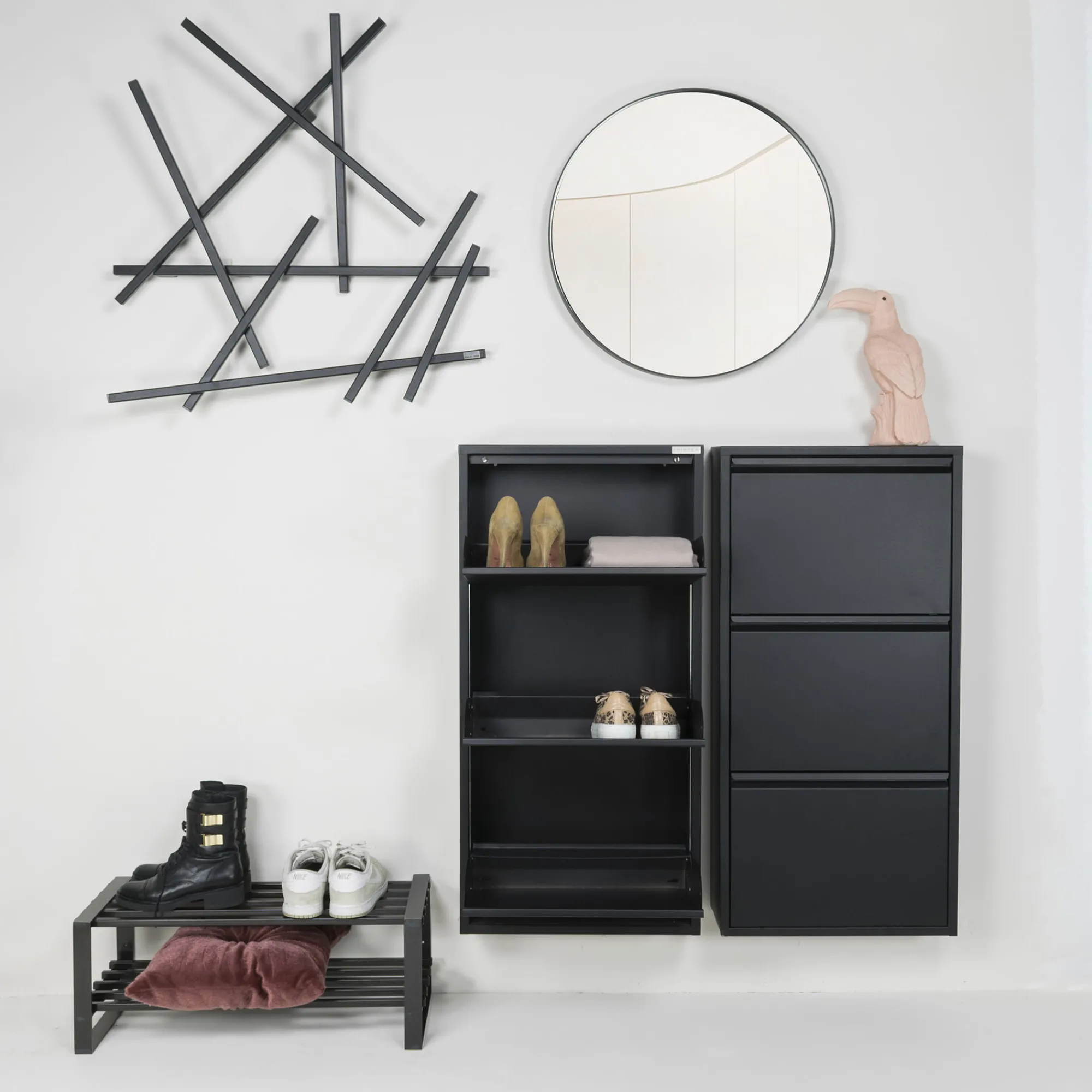 Schoenenkasten^Huisenthuis Schoenenkast Oscar-3 Zwart